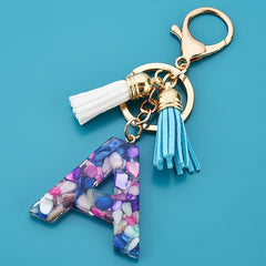 Alphabet Resin Keychain Ring Purse Bag Charm Women Girls Gift