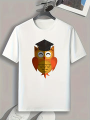 Cartoon Owl Print Men's Graphic T shirt for Halloween