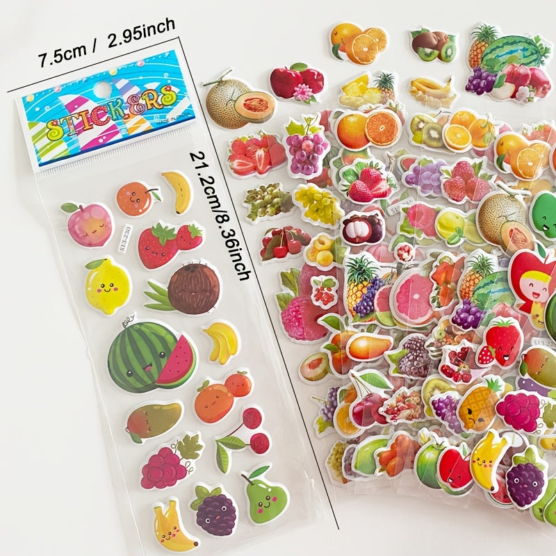 8 Sheets Cartoon Fruit Self Adhesive Stickers for Stationery Scrapbooking