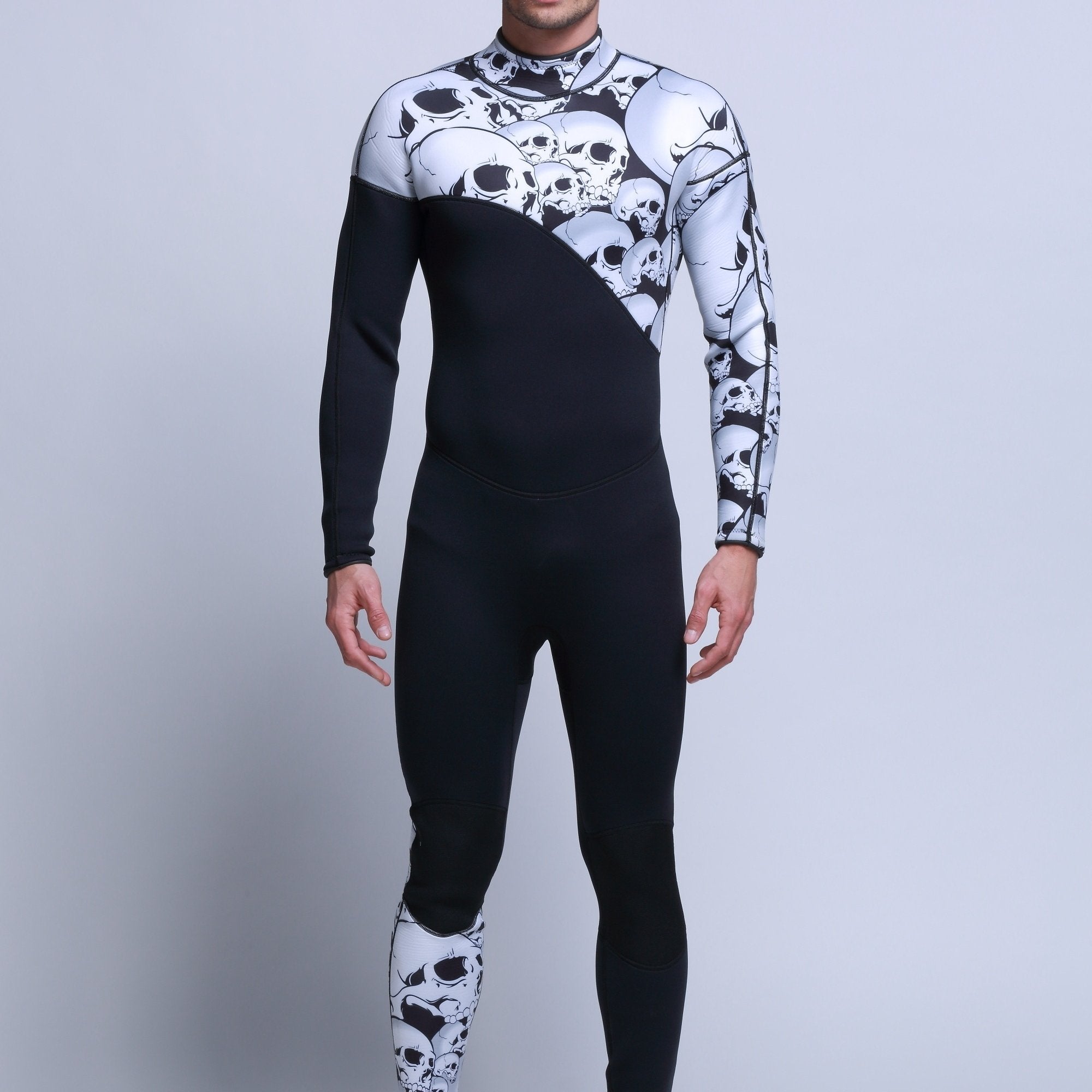 Men's Skull Print 3mm Neoprene Diving Suit Warm Anti Jellyfish Wetsuit