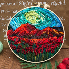 DIY Landscape Embroidery Kit with Embroidery Hoop