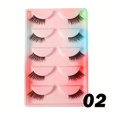 5 Pairs Half Lashes Natural Thick False Eyelashes Mink Fluffy Lash Extension