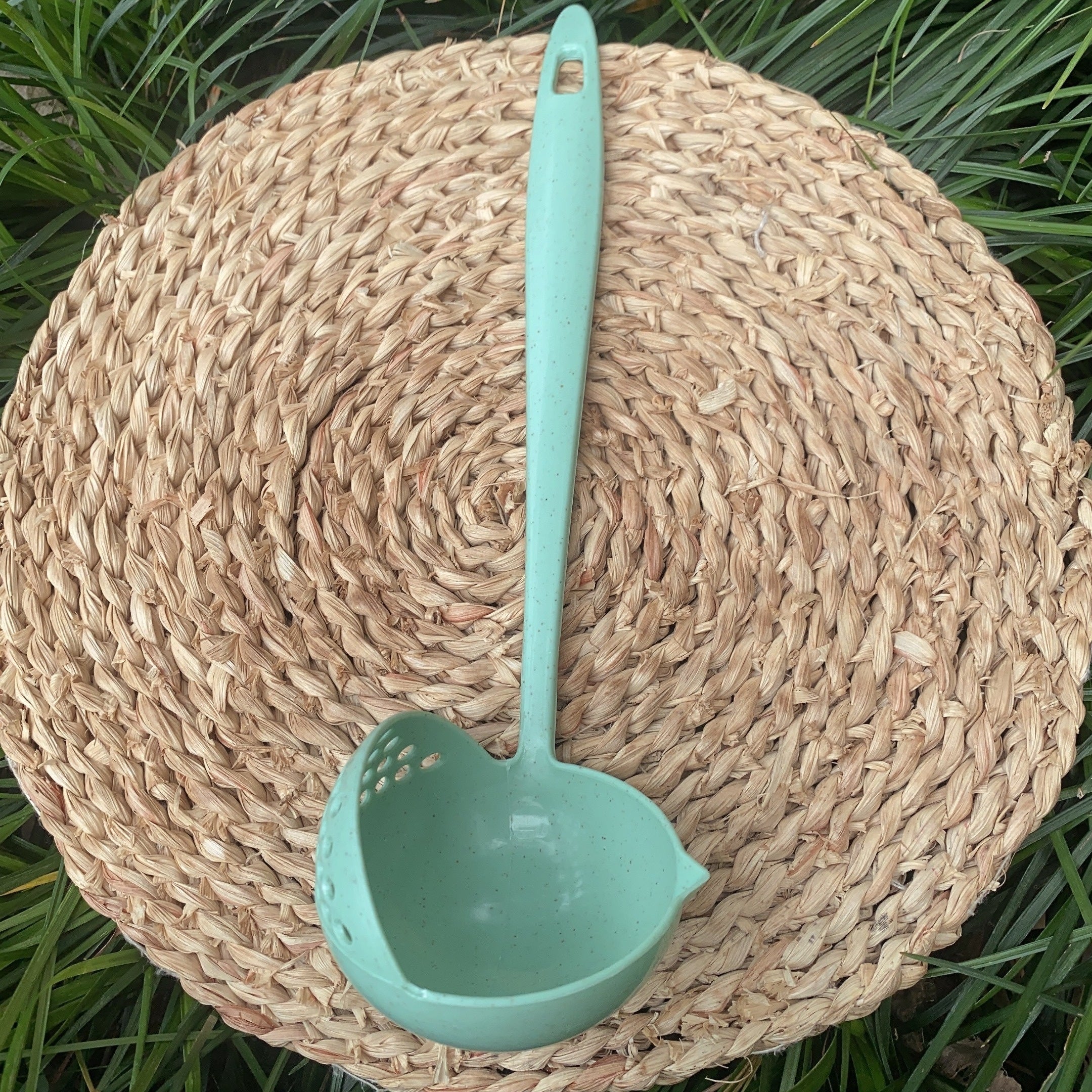 Eco-Friendly Plastic Ladle with Strainer - 5.08cm Long Handle Soup Ladle