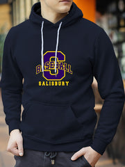 Number & Baseball Print Hoodie for Men