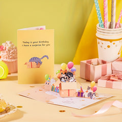 Funny Cat Happy Birthday Pop Up Card For Parents Friends Siblings