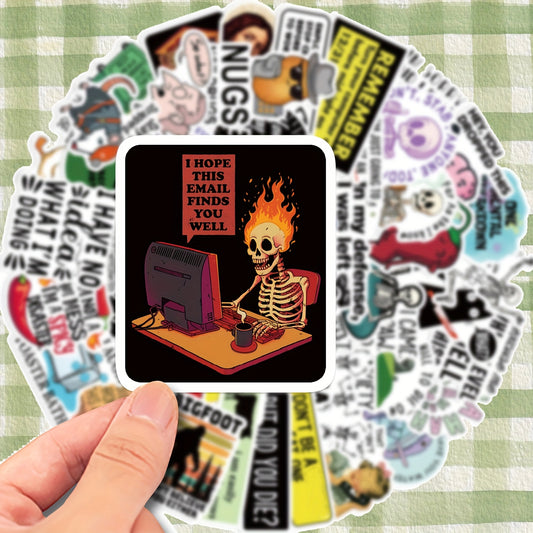50pcs Humorous Satirical Text Stickers for Phones Computers Luggage