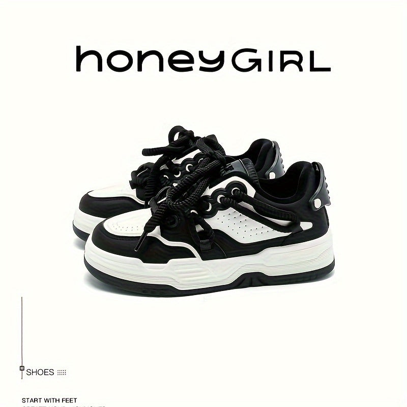 Thick Sole Heighten Sneakers Faux Leather Chunky Shoes