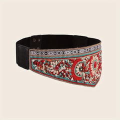 Bohemian Turquoise Flower Wide Belt Vintage Triangle Elastic Adjustable Belt