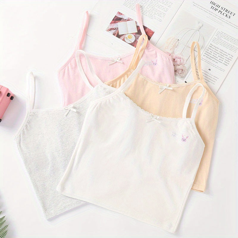 4pcs Girl Sports Vests Teenager Strap Underwear Student Bra