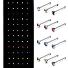 60 Pcs 1.8mm Stainless Steel Nose Stud Ring Nose Piercing Kit
