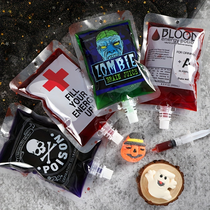 20pcs Halloween Blood Bags 250ml Drink Containers Party Favors