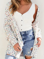  Rainbow Dot Long Sleeve Open Front Cardigan