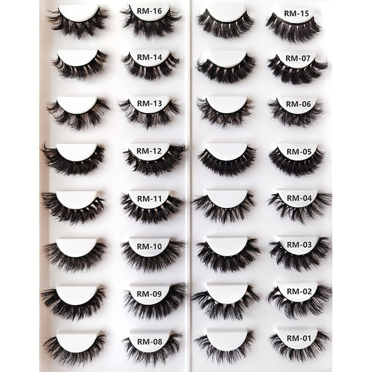 Slim 16mm Natural 3D Mink Eyelashes Soft Reusable False Eyelashes Bulk
