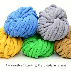 2 Skeins Solid Chunky Chenille Yarn DIY Arm Hand Knitting Hat Scarf