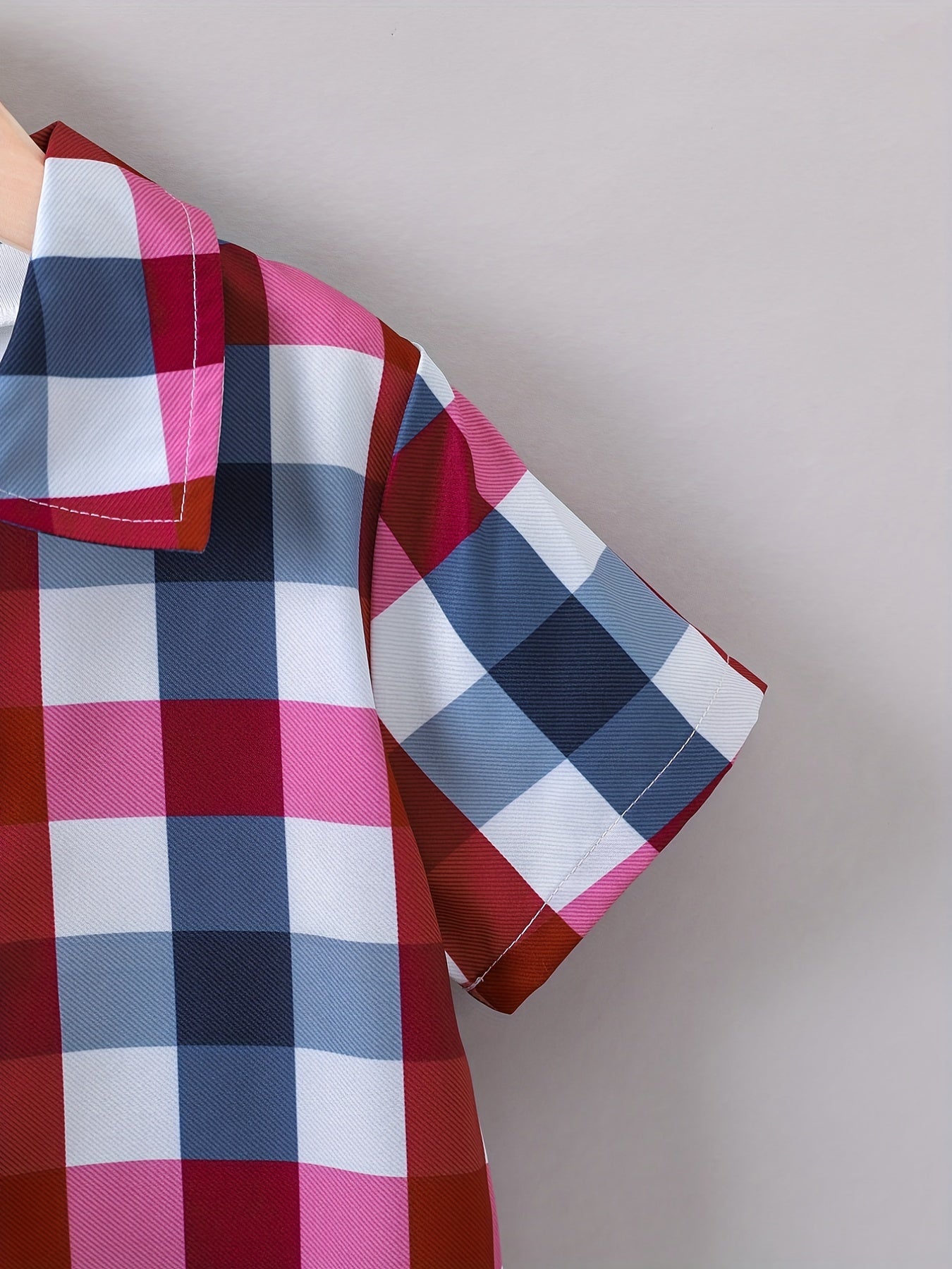 Boys Plaid Shirts Short Sleeve Casual Tops for Summer Kids Clothes