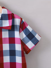 Boys Plaid Shirts Short Sleeve Casual Tops for Summer Kids Clothes