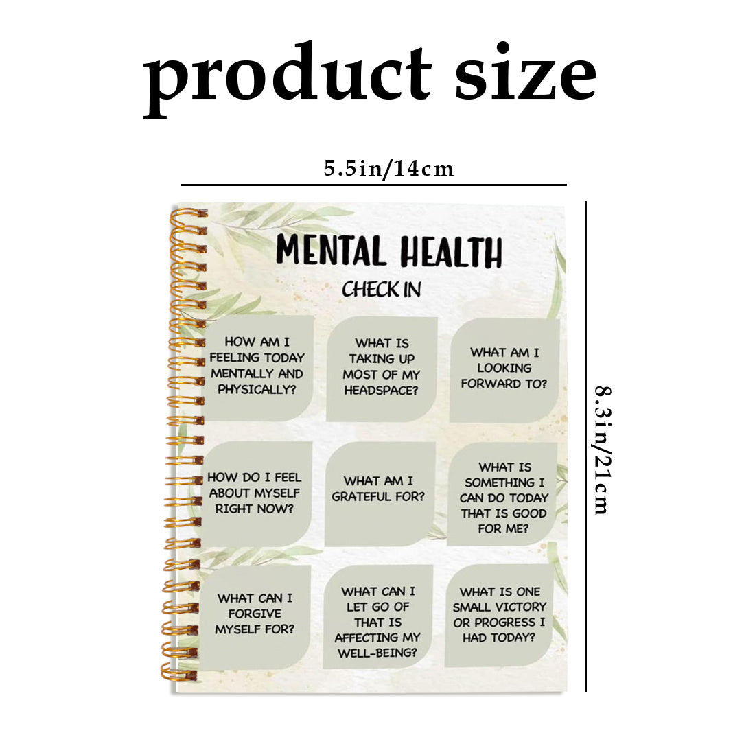 Green Mental Health Check In Journal Notebook 50 Pages 13.97x21.08cm