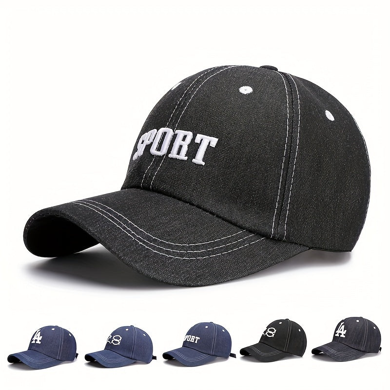 Denim Baseball Cap Solid Adjustable Leisure Cap Plain Curved Sun Visor Hat