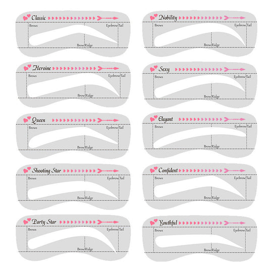10Pcs Eyebrow Stencils Kit Professional Portable Shaping Stencils