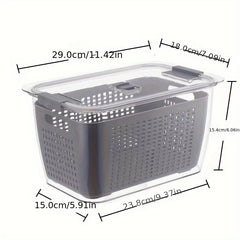 Double Layer Draining Basket Refrigerator Vegetable Storage Box