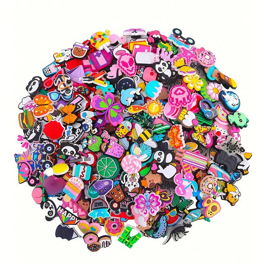 Colorful PVC Shoe Charms - Hearts Flowers - DIY Crafts