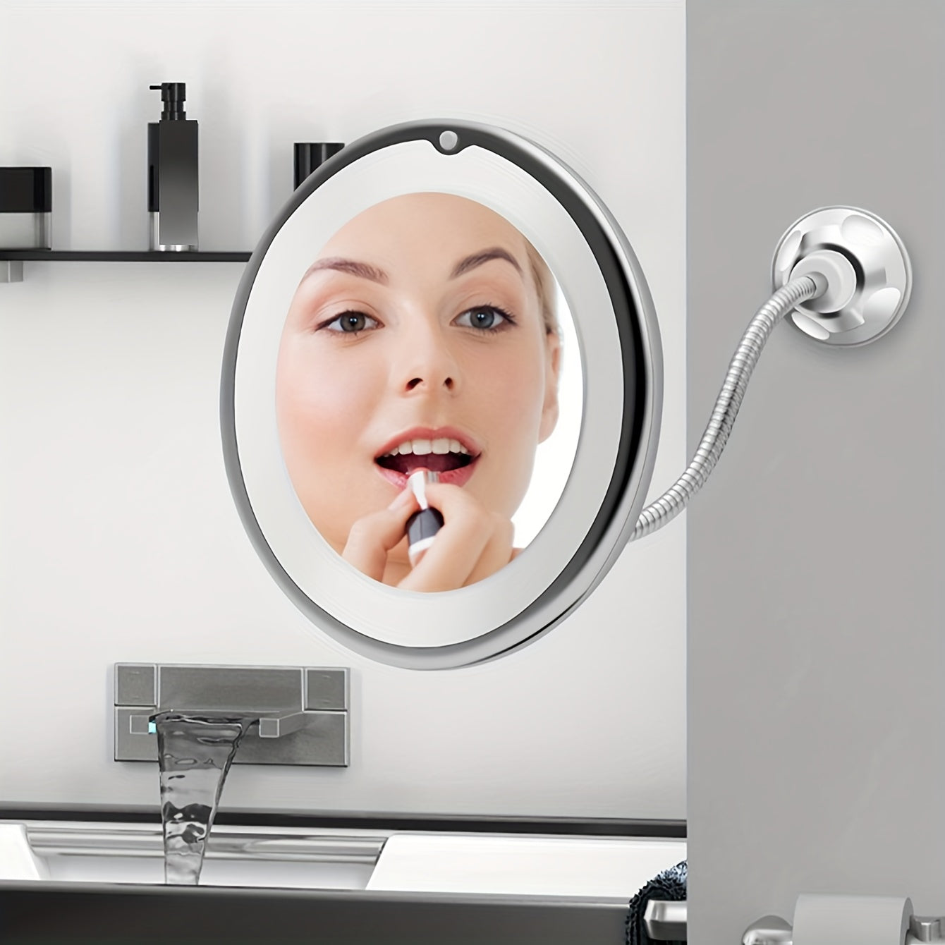 10X Magnifying Suction Mirror with Dimmable LED Light