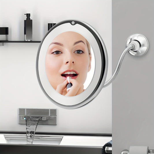 10X Magnifying Suction Mirror with Dimmable LED Light