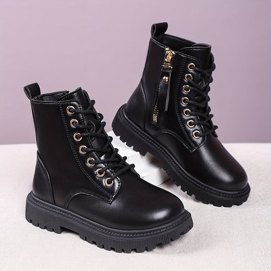 Stylish Girls' High Top Leather Combat Boots for Fall Winter