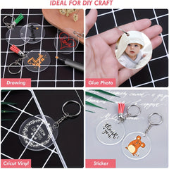 50Pcs Sublimation Acrylic Round Keychain Blanks DIY Heat Transfer Key Chains