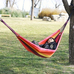 Portable Canvas Hammock with Wooden Rod for Camping