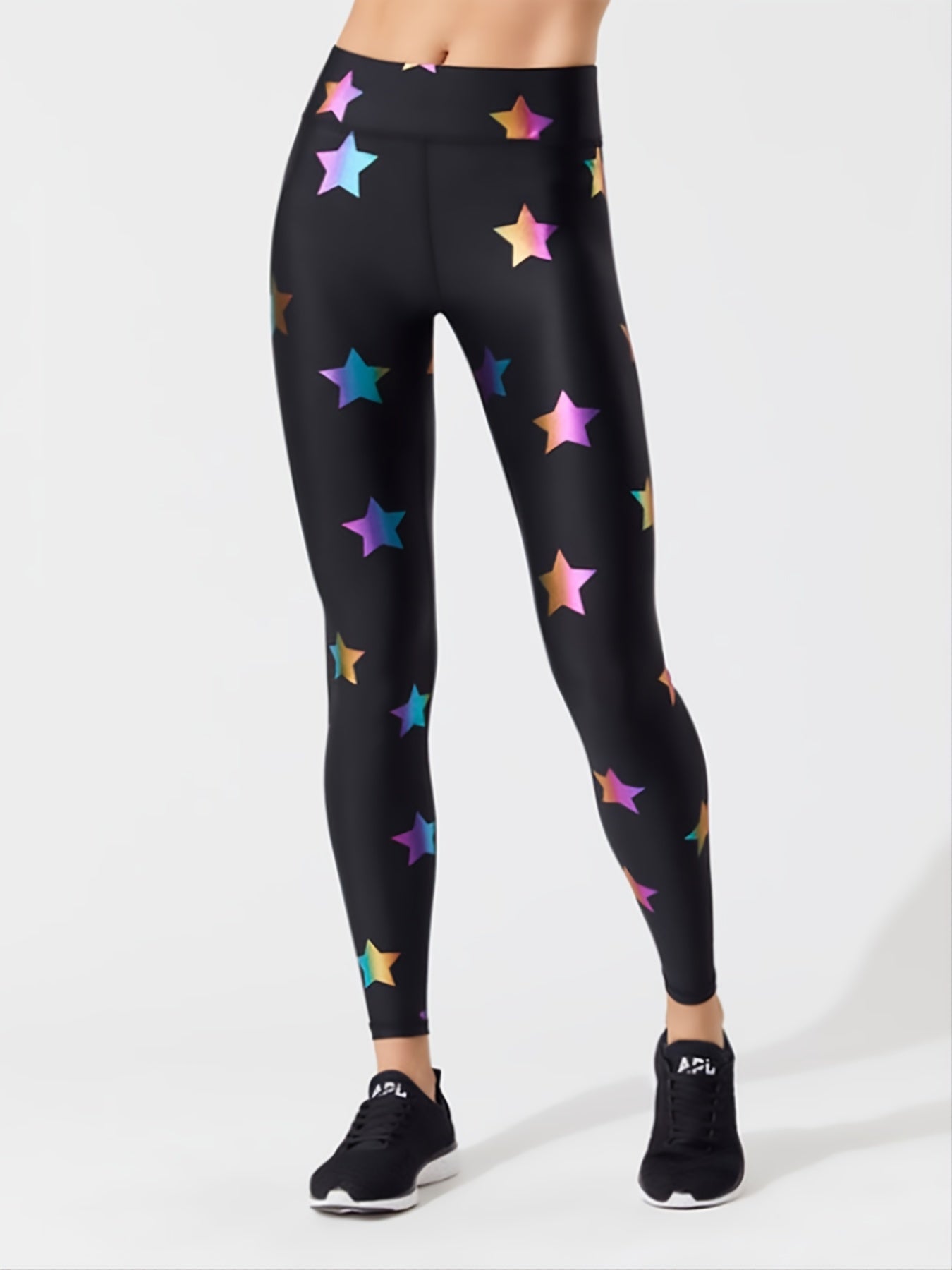 Star Print High Waist Yoga Pants Slim Fit Leggings