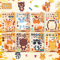 Animal Adhesive Decals - 8/16 Pack - Bunny, Owl, Hedgehog, Elk, Squirrel