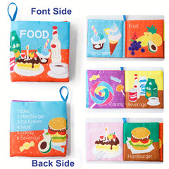 Colorful Educational Cloth Book - 6 Themes, English Letters, Cartoon Patterns