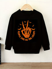 HAPPY HALLOWEEN Letter Print Sweatshirt For Boys