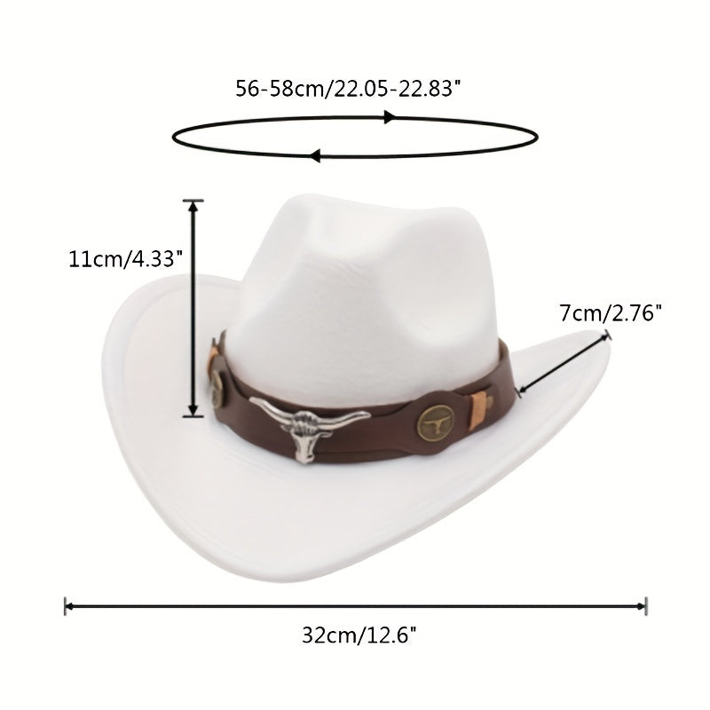 Western Cowboy Hat with Metal Bull Head
