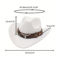 Western Cowboy Hat with Metal Bull Head