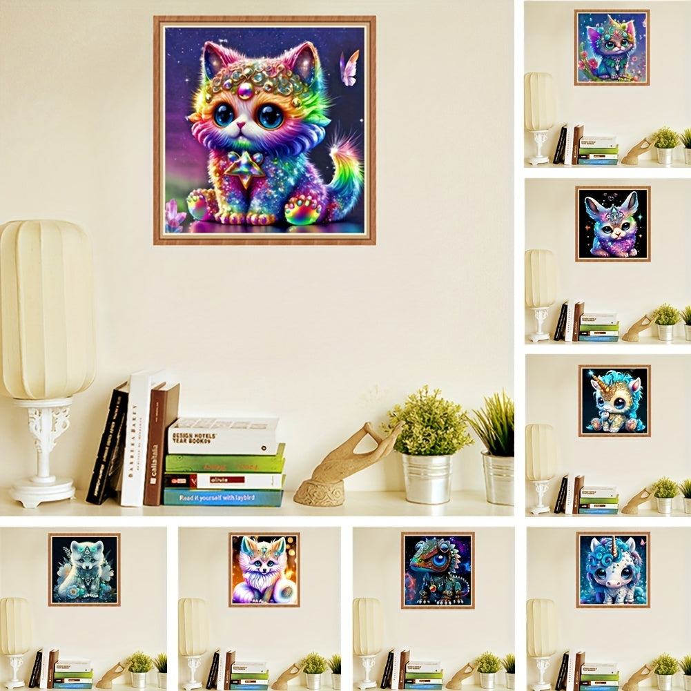 5D DIY Diamond Painting Cartoon Animal Cat Unicorn Fox Dragon Cross