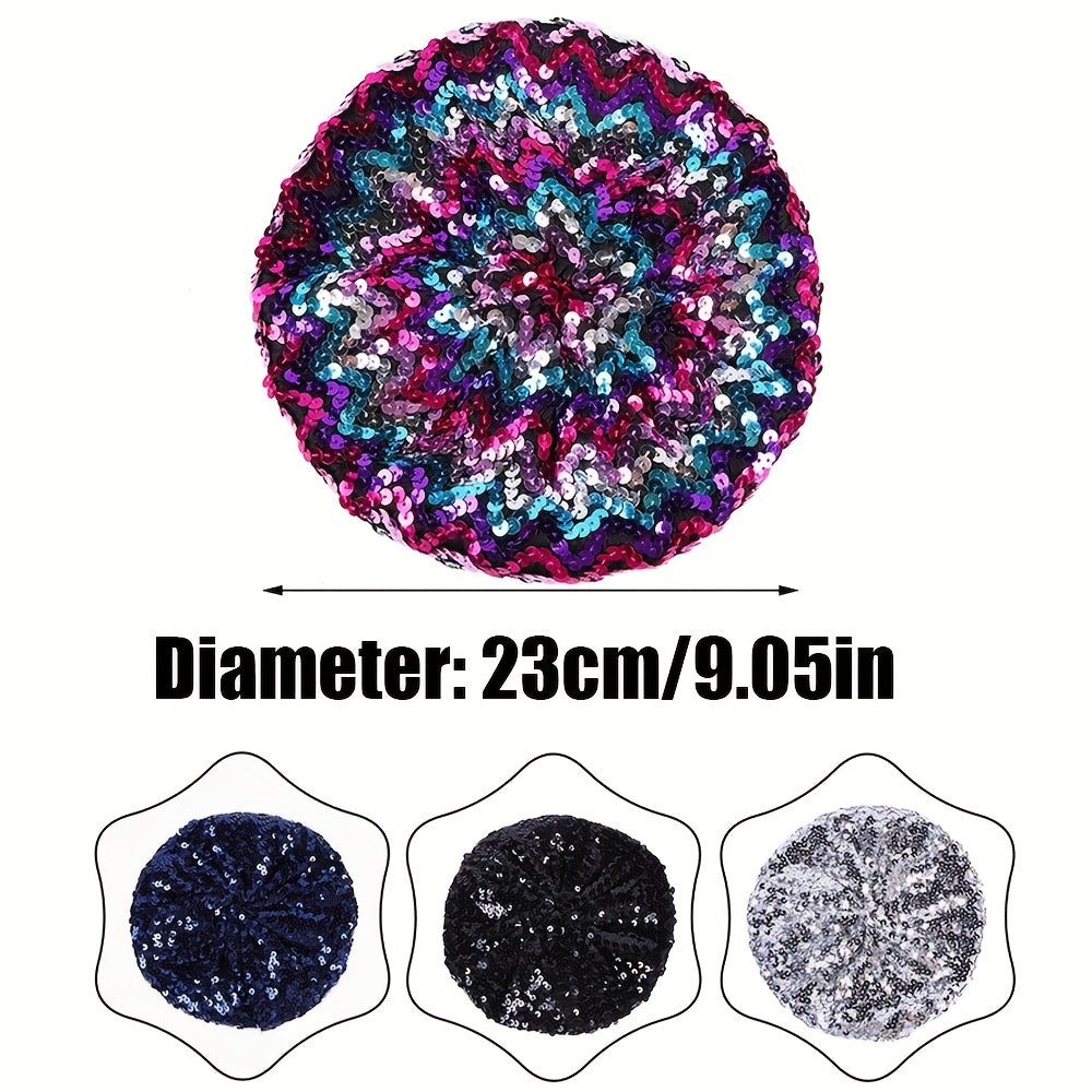 Sequin Knitted Beret Lightweight Beanie Y2K Dress Accessory