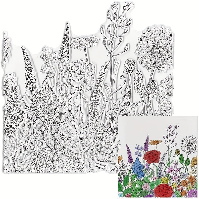 Spring Flowers Leaves Background Clear Stamps for Crafts