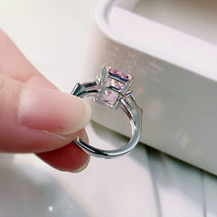 Square Pink Zircon Ring Size 5 10