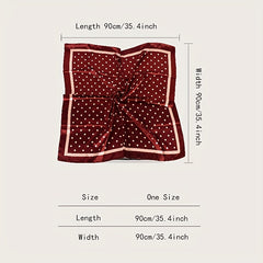 Polka Dot Print Square Scarf Satin Kerchief Large Shawl Silk Head Wrap