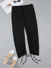 Solid Drawstring Side Pants Plus Size