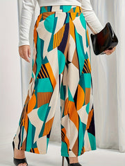  Geometric Print Wide Leg Trousers