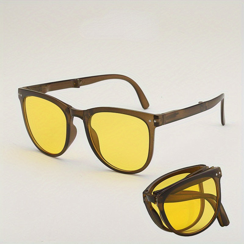 Foldable Polarized Sunglasses with Zipper Case for Travel Driving