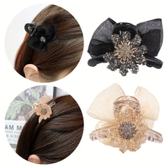 Crystal Daisy Hair Claw Rhinestone Ponytail Holder
