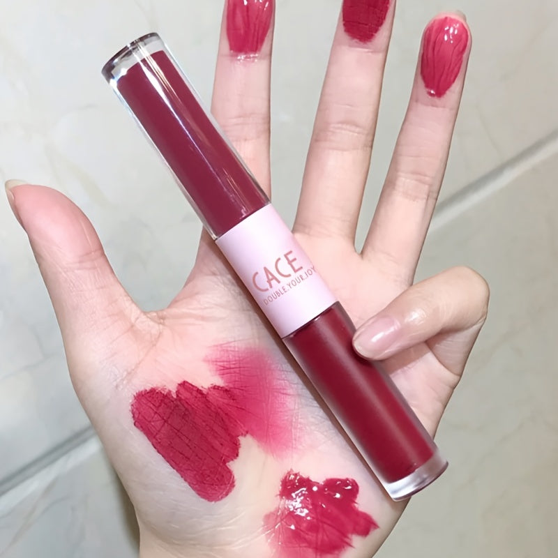 Double Ended Lustrous & Matte Lip Glaze, Translucent Lip Tint - 6 Colors