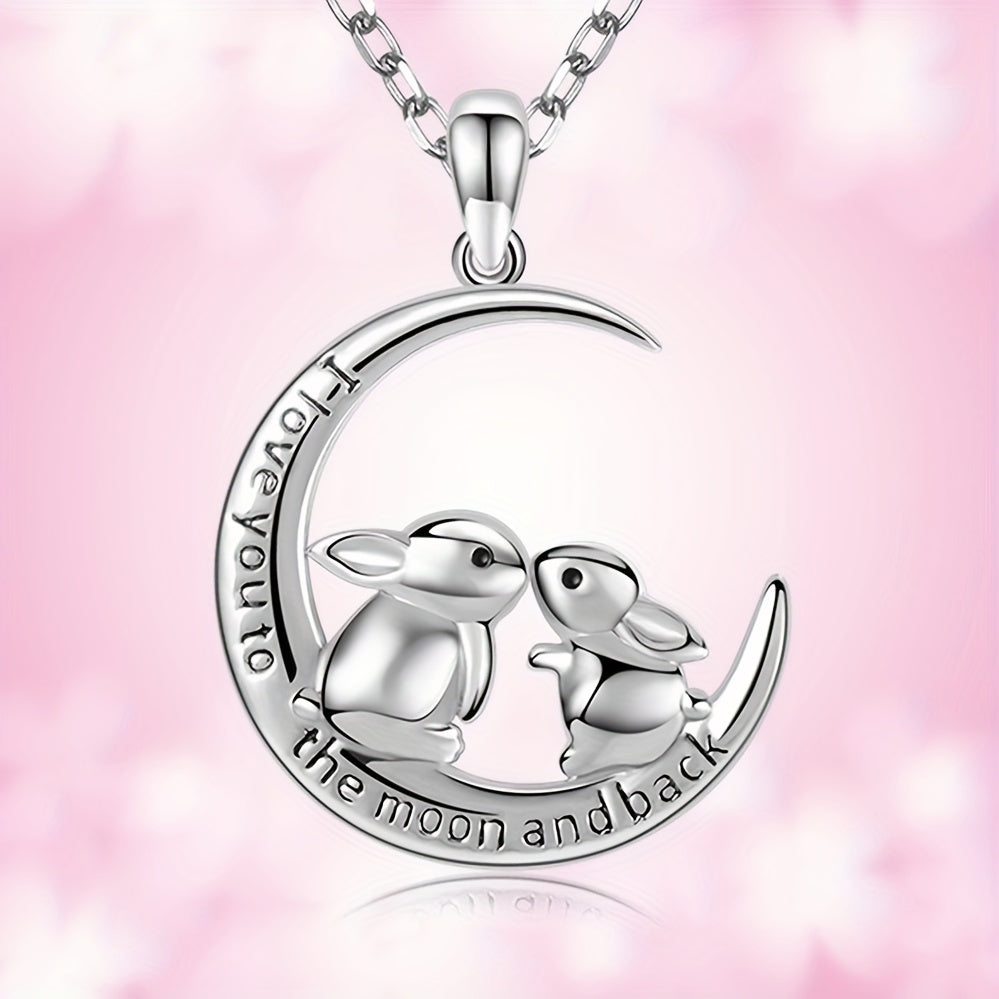 Bunny Necklace Double Rabbit Pendant Unique Gift for Women & Girls