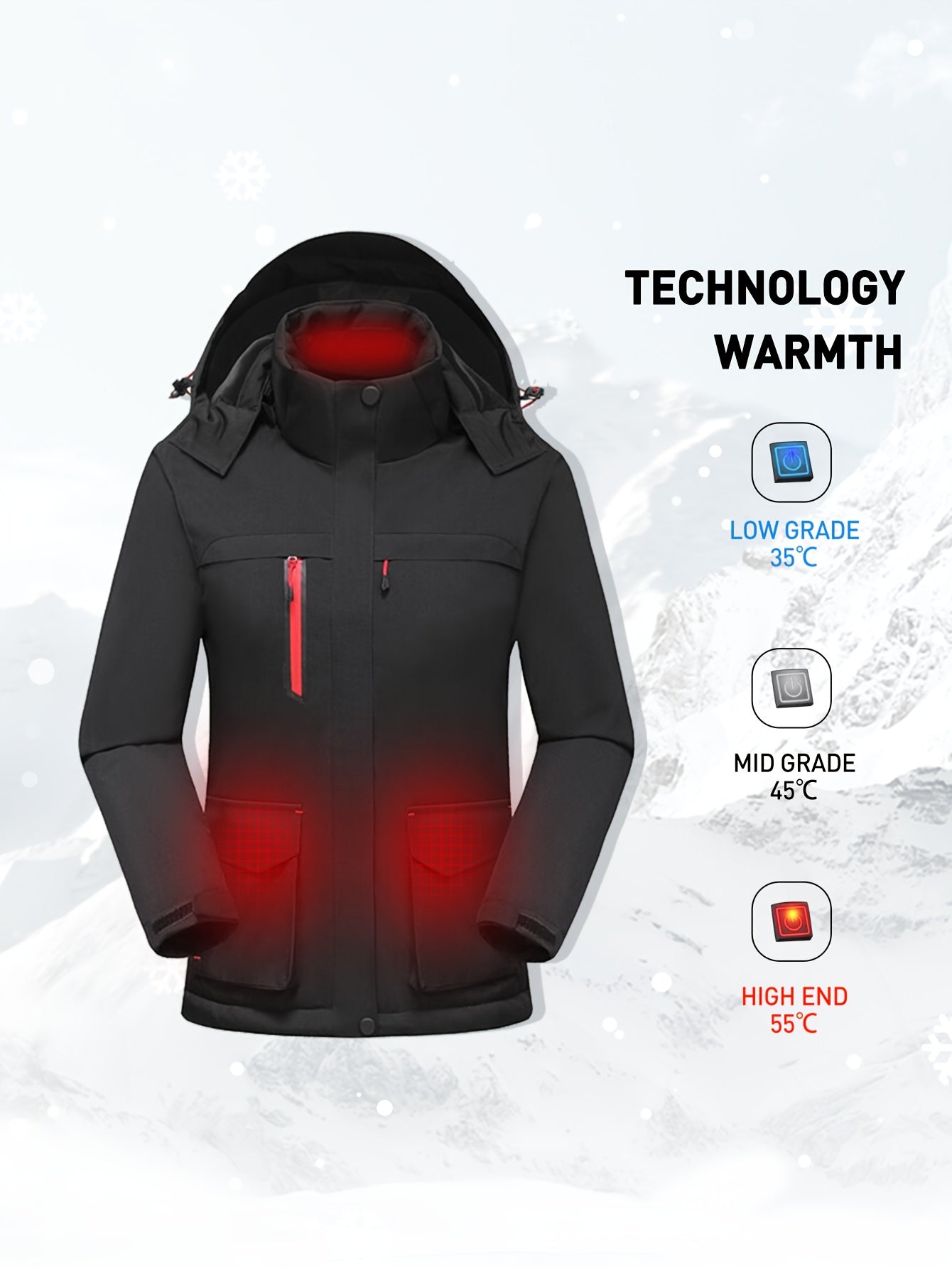 Waterproof Hooded Ski Jacket for Women