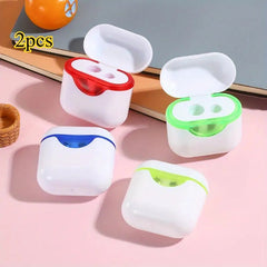 2 Dual Hole Pencil Sharpeners Compact Portable Heavy Duty with Coded Caps