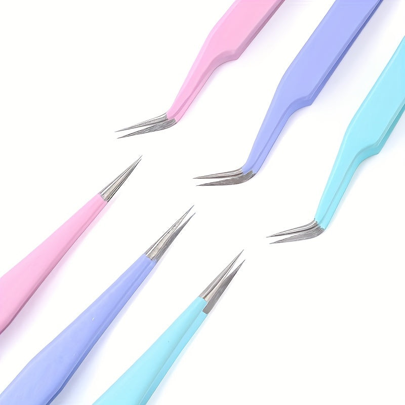 2pcs Colorful Tweezers Set with Bag